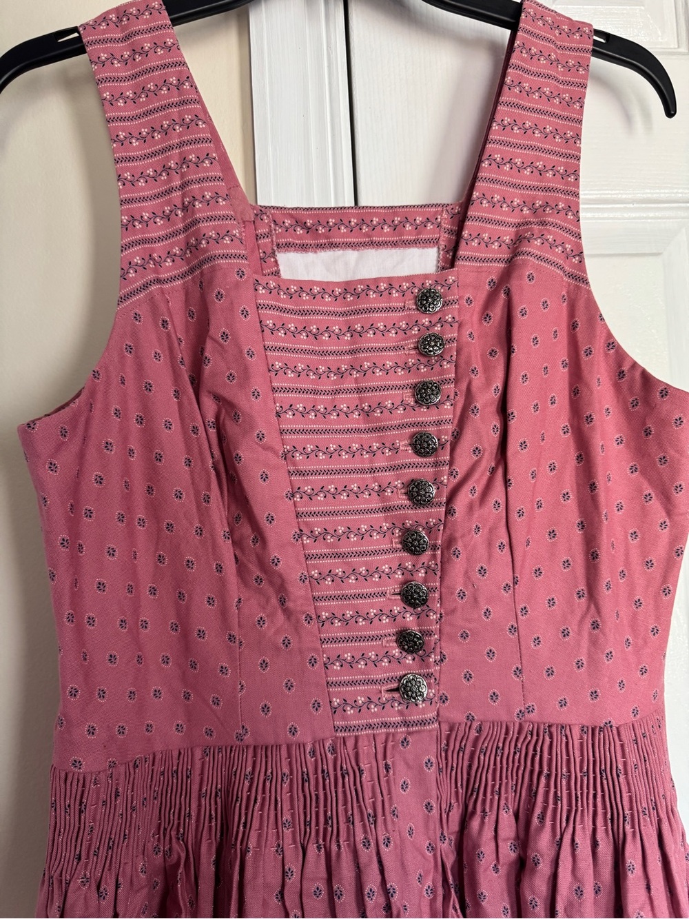 Artisan Handmade Womens Pink Dress and Apron Medium Dirndl, Prairie, Cottagecore - Picture 3 of 12